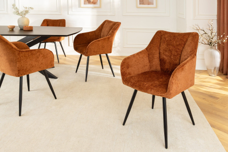 Set 2 scaune rotative AVIGNON 360° din chenille maro [1]