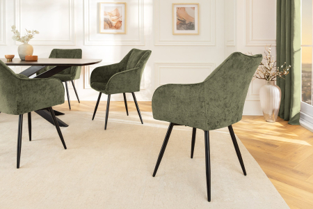 Set 2 scaune rotative AVIGNON 360° din chenille verde  [5]