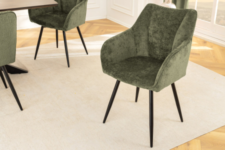 Set 2 scaune rotative AVIGNON 360° din chenille verde  [3]