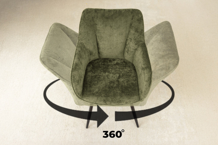 Set 2 scaune rotative AVIGNON 360° din chenille verde  [6]
