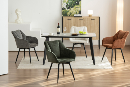 Set 2 scaune rotative AVIGNON 360° din chenille verde  [2]