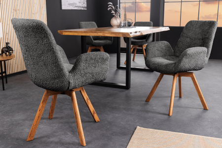 Set 2 scaune rotative BALTIC 360° din material boucle gri inchis  [3]