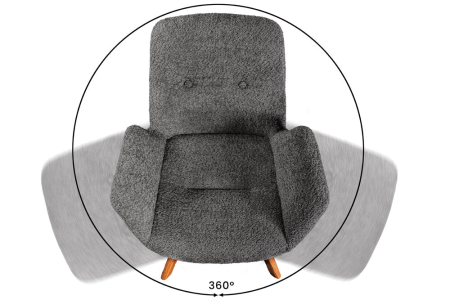 Set 2 scaune rotative BALTIC 360° din material boucle gri inchis  [7]