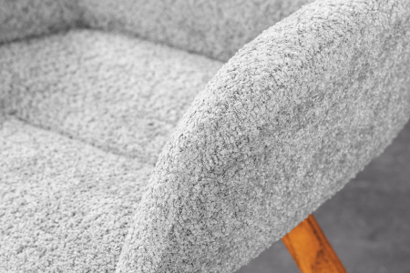 Set 2 scaune rotative BALTIC 360° din material boucle gri si picioare din lemn de stejar [5]