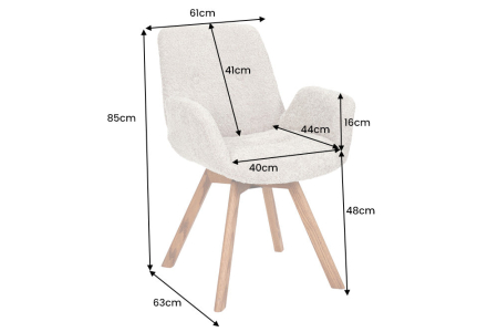 Set 2 scaune rotative BALTIC 360° din material boucle gri si picioare din lemn de stejar [8]