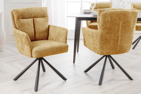 Scaune - Set 2 scaune rotative BIG GEORGE 360° din material texturat galben mustar