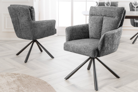 Set 2 scaune rotative BIG GEORGE 360° din material texturat gri [3]