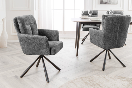 Set 2 scaune rotative BIG GEORGE 360° din material texturat gri [2]