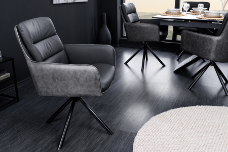 Set 2 scaune rotative BIG GEORGE 360° din microfibra si piele antracit [2]