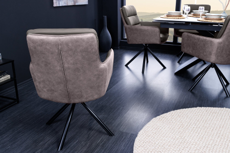 Set 2 scaune rotative BIG GEORGE 360° din microfibra si piele taupe [7]