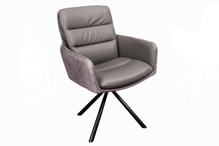 Scaune - Set 2 scaune rotative BIG GEORGE 360° din microfibra si piele taupe