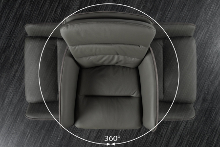 Set 2 scaune rotative BIG GEORGE 360° din piele si microfibra gri [8]