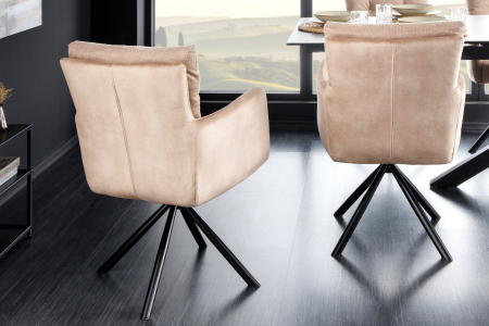 Set 2 scaune rotative BIG GEORGE din catifea sampanie [2]