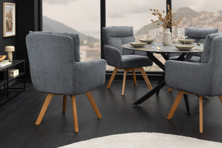 Set 2 scaune rotative BIG GEORGE din chenille gri [4]