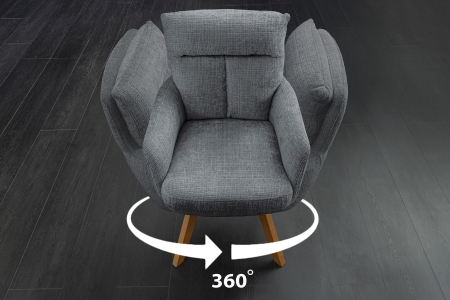 Set 2 scaune rotative BIG GEORGE din chenille gri [8]