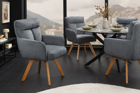 Set 2 scaune rotative BIG GEORGE din chenille gri [3]