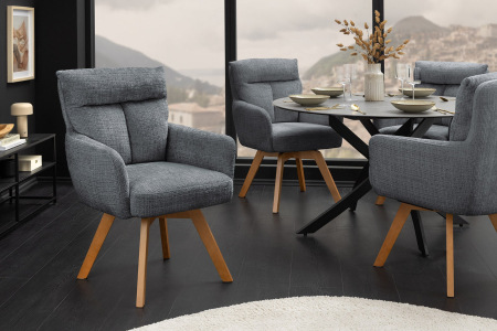 Set 2 scaune rotative BIG GEORGE din chenille gri [2]