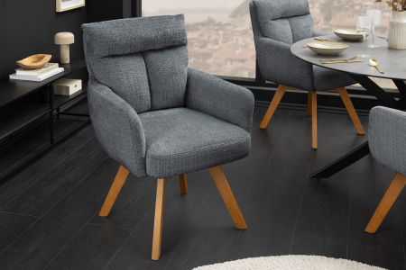 Set 2 scaune rotative BIG GEORGE din chenille gri [1]