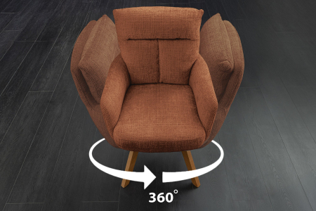 Set 2 scaune rotative BIG GEORGE din chenille maro [8]