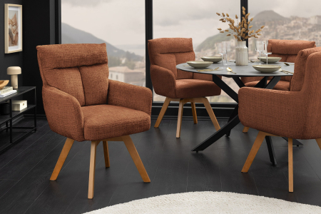 Set 2 scaune rotative BIG GEORGE din chenille maro [2]