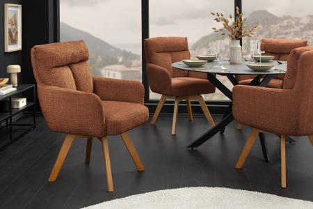 Set 2 scaune rotative BIG GEORGE din chenille maro [3]