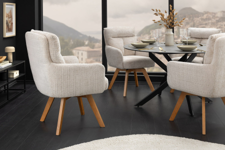 Set 2 scaune rotative BIG GEORGE din chenille sampanie [3]