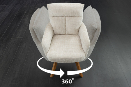 Set 2 scaune rotative BIG GEORGE din chenille sampanie [8]
