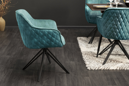 Set 2 scaune rotative EUPHORIA 180° din catifea turquoise [3]