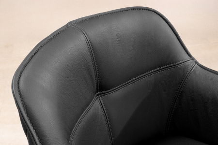 Set 2 scaune rotative EUPHORIA 180° din piele neagra [4]