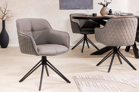 Set 2 scaune rotative EUPHORIA 180° din piele taupe [2]