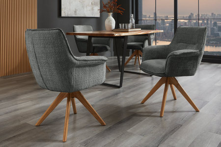 Set 2 scaune rotative LE GRAND 180° din chenille gri [2]