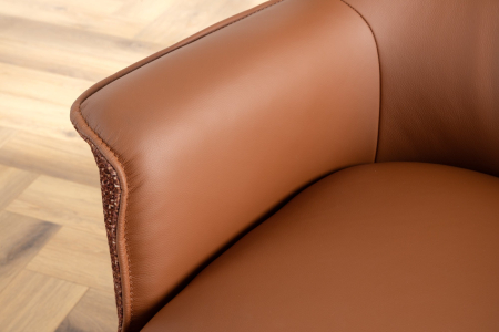 Set 2 scaune rotative LE GRAND 180° din material texturat si piele cognac [6]