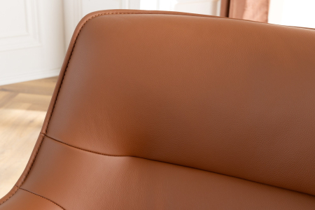 Set 2 scaune rotative LE GRAND 180° din material texturat si piele cognac [4]