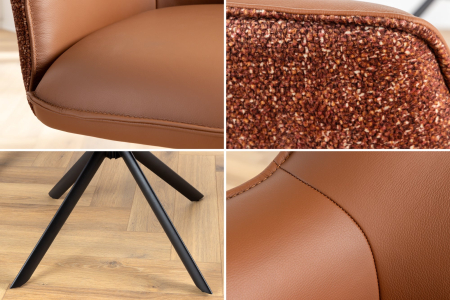 Set 2 scaune rotative LE GRAND 180° din material texturat si piele cognac [8]