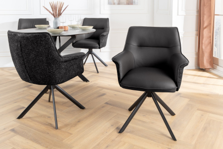 Set 2 scaune rotative LE GRAND 180° din material texturat si piele neagra [1]