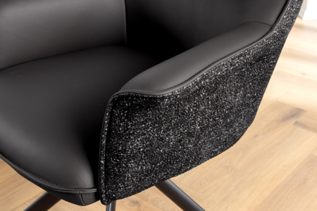 Set 2 scaune rotative LE GRAND 180° din material texturat si piele neagra [4]