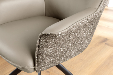 Set 2 scaune rotative LE GRAND 180° din material texturat si piele taupe [5]