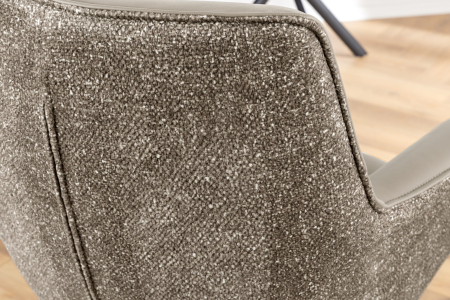 Set 2 scaune rotative LE GRAND 180° din material texturat si piele taupe [4]