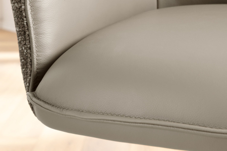 Set 2 scaune rotative LE GRAND 180° din material texturat si piele taupe [6]