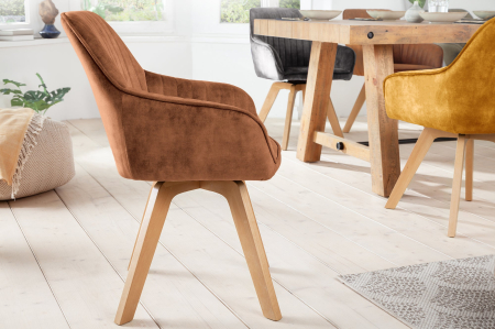 Set 2 scaune rotative LIVORNO 180° din catifea maro [2]