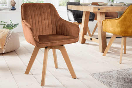 Set 2 scaune rotative LIVORNO 180° din catifea maro [1]