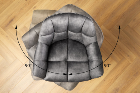 Set 2 scaune rotative PAPILLON 180° din catifea gri, 106 cm [8]