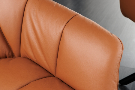 Set 2 scaune rotative PAPILLON 180° din piele cognac [6]