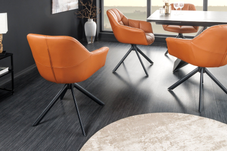 Set 2 scaune rotative PAPILLON 180° din piele cognac [3]