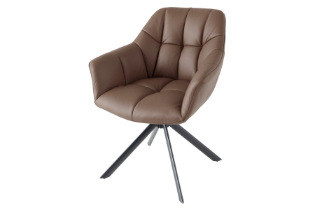 Scaune - Set 2 scaune rotative PAPILLON 180° din piele maro