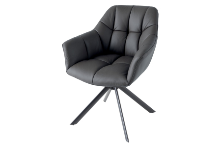 Scaune - Set 2 scaune rotative PAPILLON 180° din piele neagra