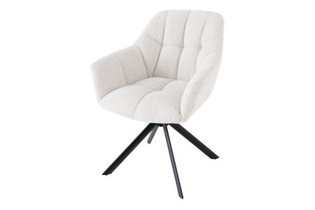 Scaune - Set 2 scaune rotative PAPILLON 180° din tesatura boucle alba