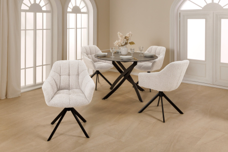 Set 2 scaune rotative PAPILLON 180° din tesatura boucle alba [4]