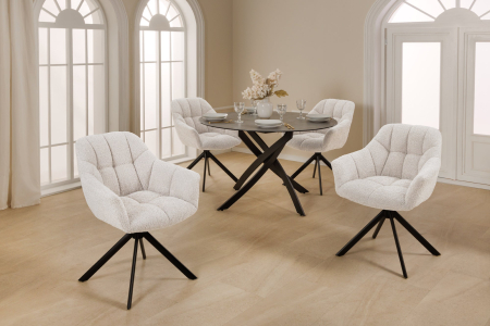 Set 2 scaune rotative PAPILLON 180° din tesatura boucle alba [1]