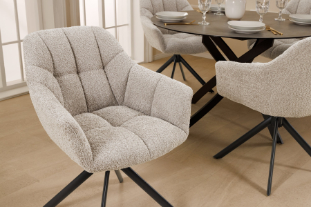 Set 2 scaune rotative PAPILLON 180° din tesatura boucle bej [3]